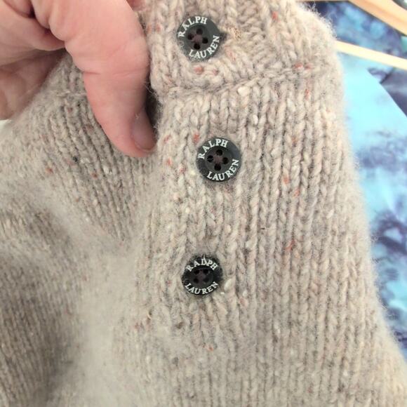 Polo Ralph Lauren Knit Sweater Girls 6 6X Tan Neutral Wool Blend Pink Spellout - Picture 3 of 8